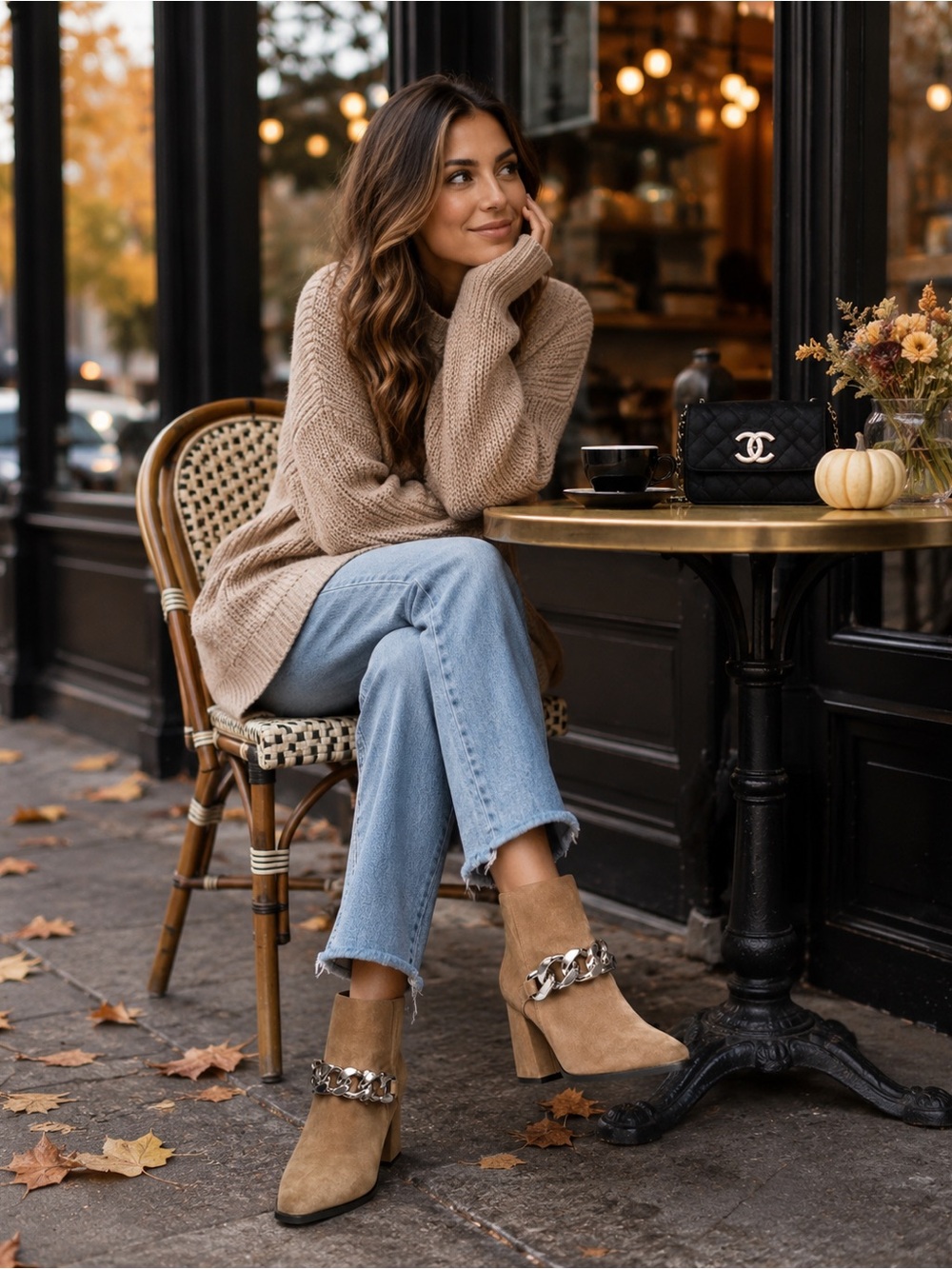Marc Fisher Suede Chain-Accent Ankle Boots in Taupe